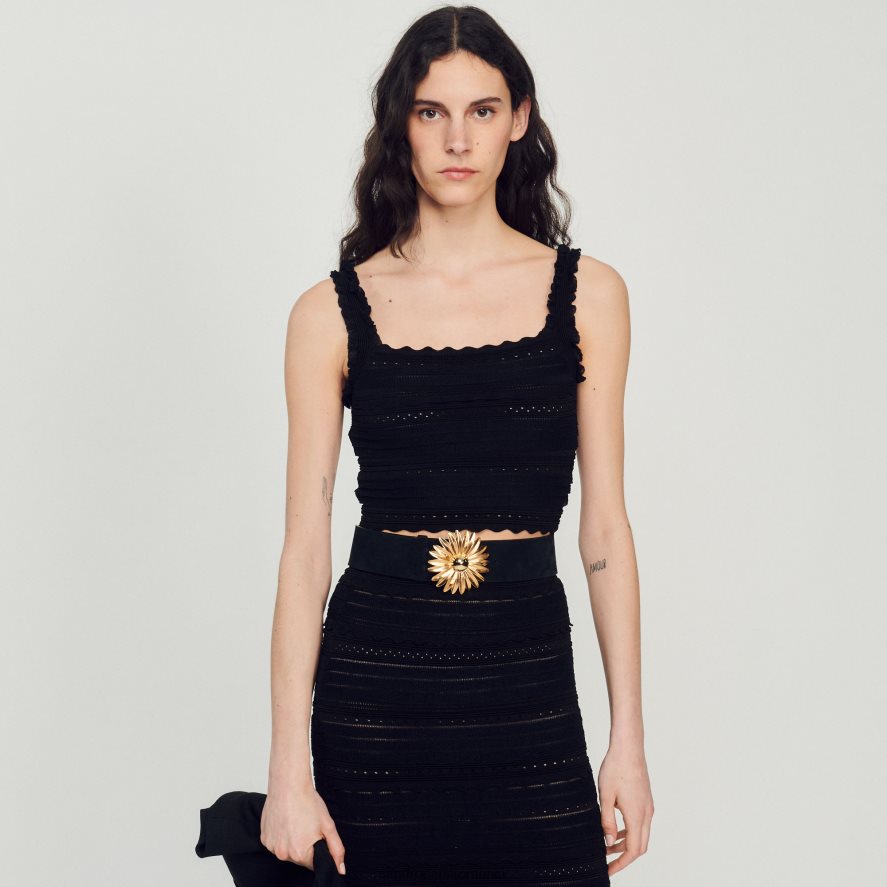 curea de piele femei negru Sandro Paris accesorii X8Z4NH569