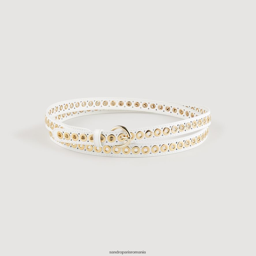 curea dubla din piele cu ochiuri femei 0 (alb aproape) Sandro Paris accesorii X8Z4NH558