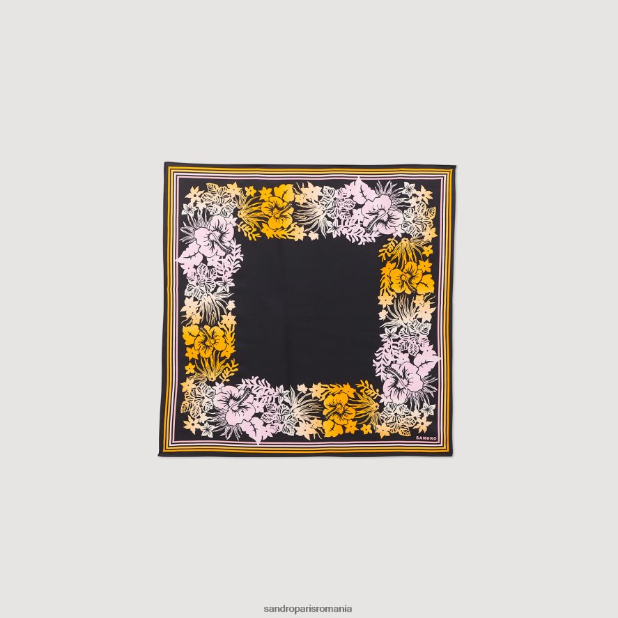 eșarfă de mătase femei negru Sandro Paris accesorii X8Z4NH551