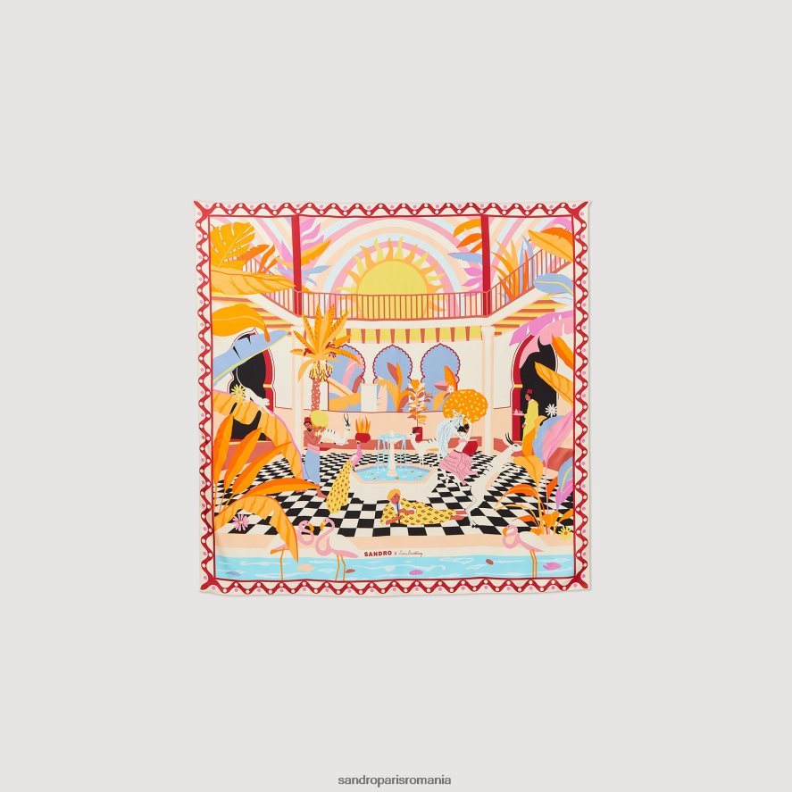 eșarfă de mătase femei portocale Sandro Paris accesorii X8Z4NH520