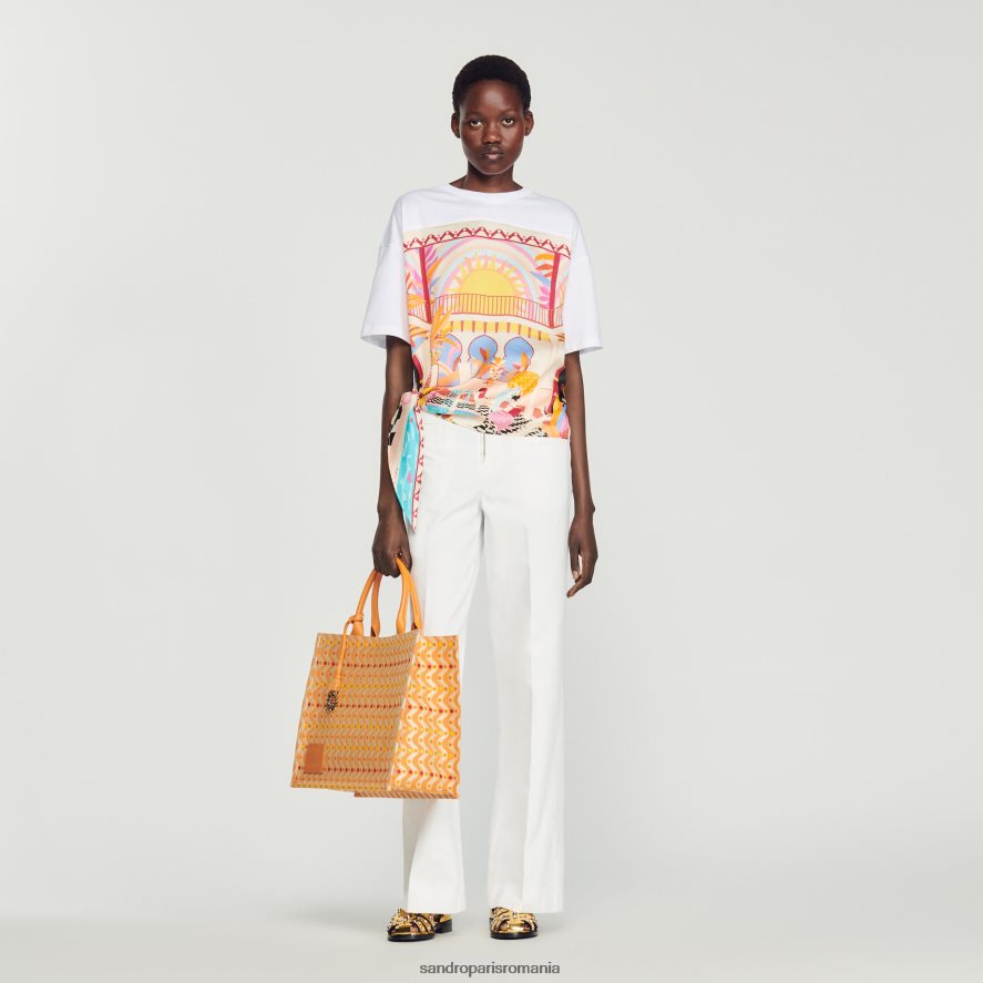 geantă tote kasbah brodata femei portocale Sandro Paris accesorii X8Z4NH518