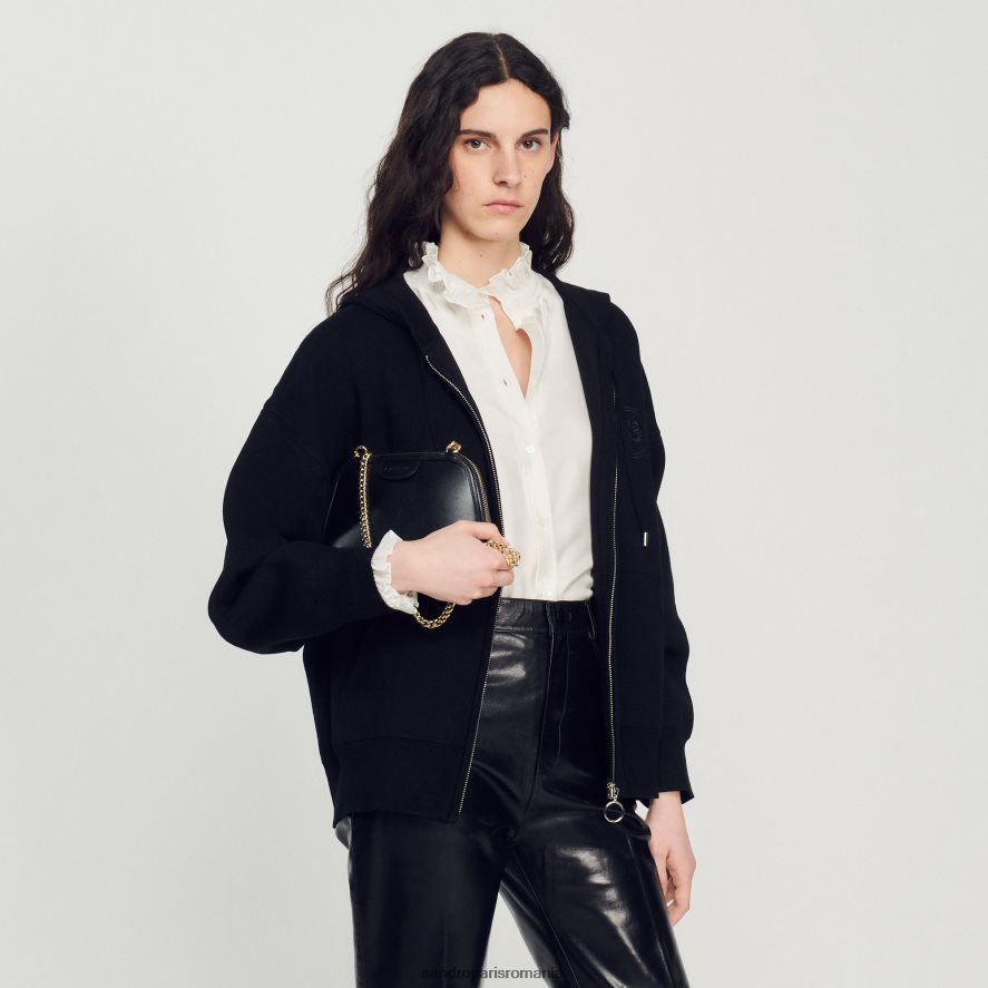 geantă Rittah din piele netedă femei negru Sandro Paris accesorii X8Z4NH538