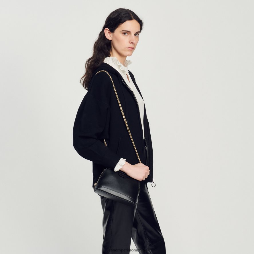 geantă Rittah din piele netedă femei negru Sandro Paris accesorii X8Z4NH538