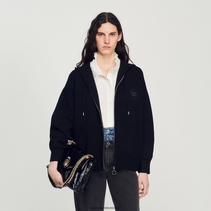 geanta mila din piele matlasata femei negru Sandro Paris accesorii X8Z4NH531