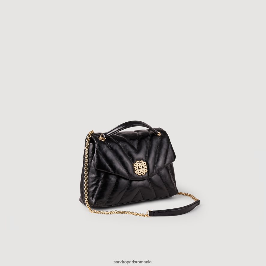 geanta mila din piele matlasata femei negru Sandro Paris accesorii X8Z4NH531