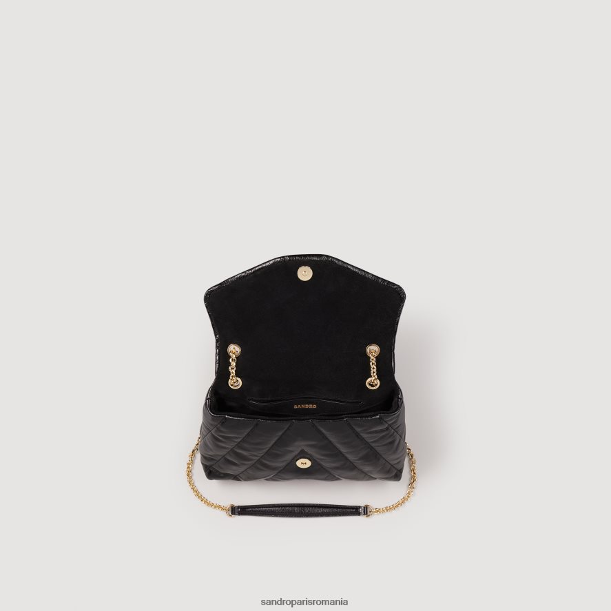geanta mila din piele matlasata femei negru Sandro Paris accesorii X8Z4NH531