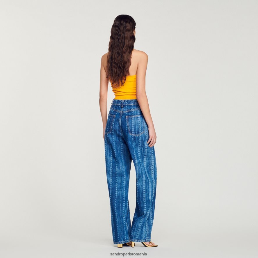 blugi cu model decolorat femei blugi albaștri Sandro Paris îmbrăcăminte X8Z4NH276