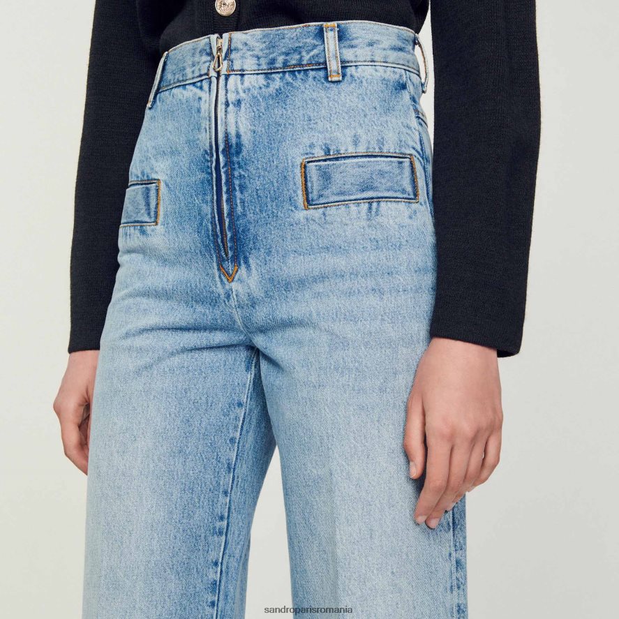 blugi cu picioare largi femei blugi albaștri Sandro Paris îmbrăcăminte X8Z4NH183