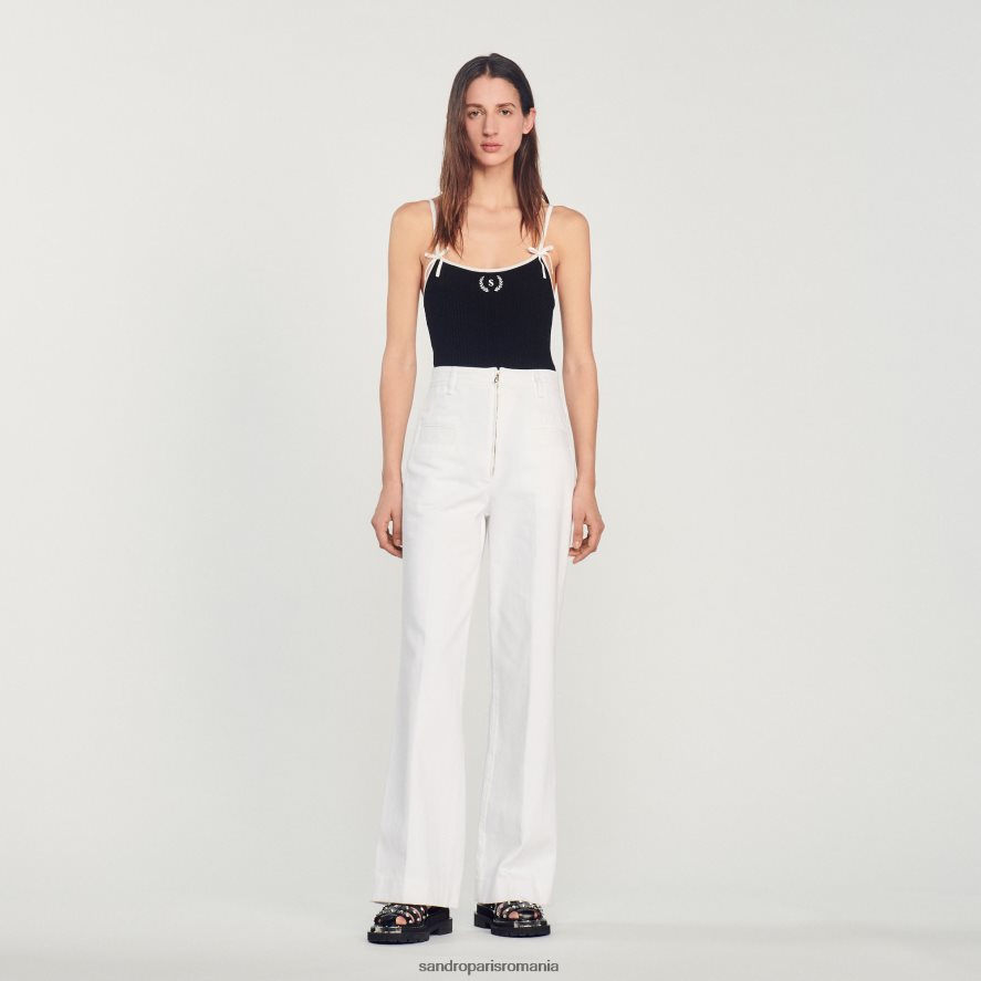 pantaloni largi din pânză femei alb Sandro Paris îmbrăcăminte X8Z4NH274