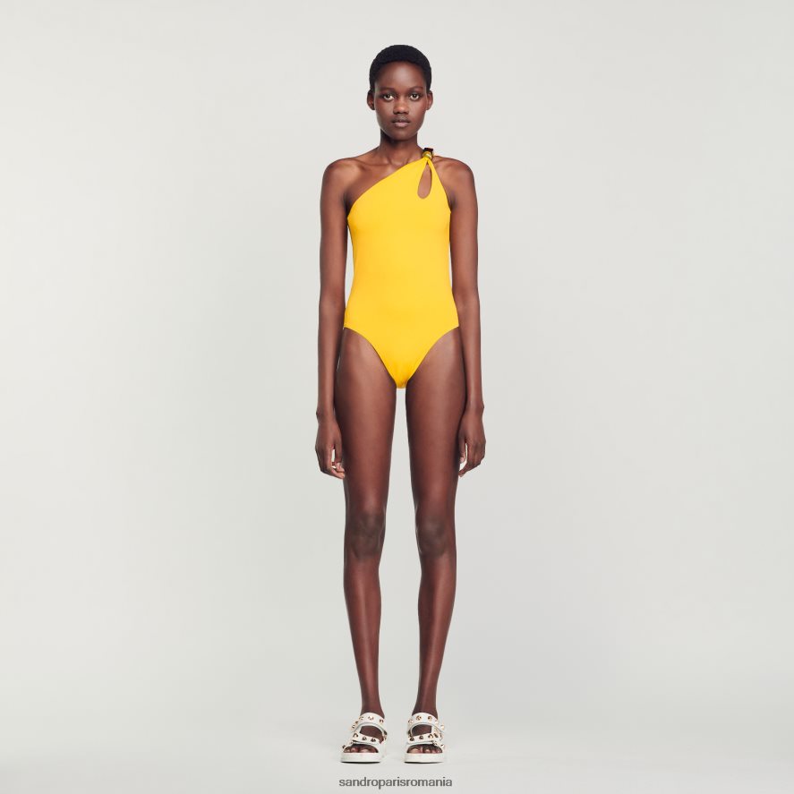 costum de baie asimetric dintr-o bucată femei galben Sandro Paris îmbrăcăminte X8Z4NH182