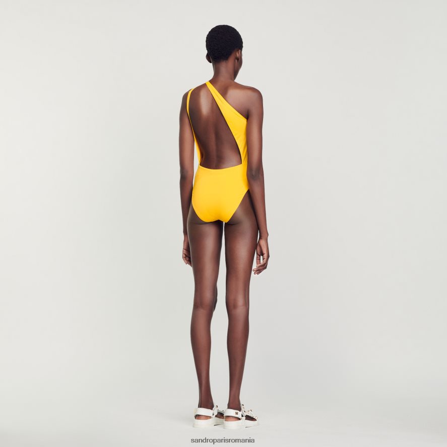 costum de baie asimetric dintr-o bucată femei galben Sandro Paris îmbrăcăminte X8Z4NH182