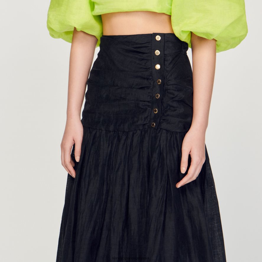 fustă lungă adunată femei negru Sandro Paris îmbrăcăminte X8Z4NH197