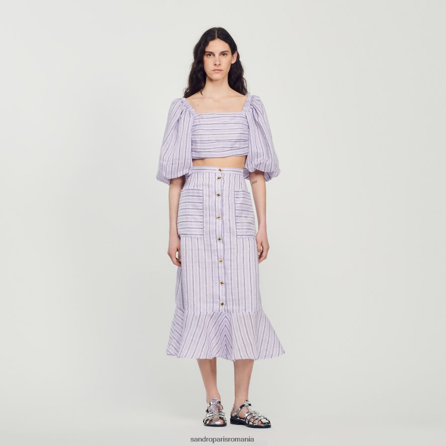 fustă în dungi femei liliac/negru Sandro Paris îmbrăcăminte X8Z4NH307