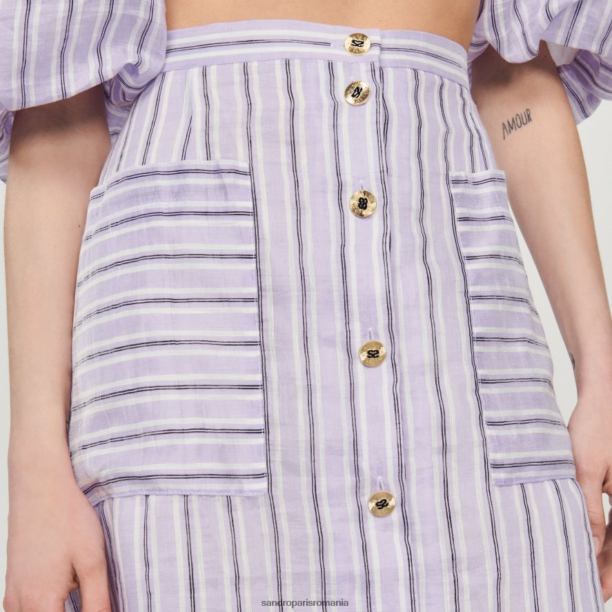 fustă în dungi femei liliac/negru Sandro Paris îmbrăcăminte X8Z4NH307