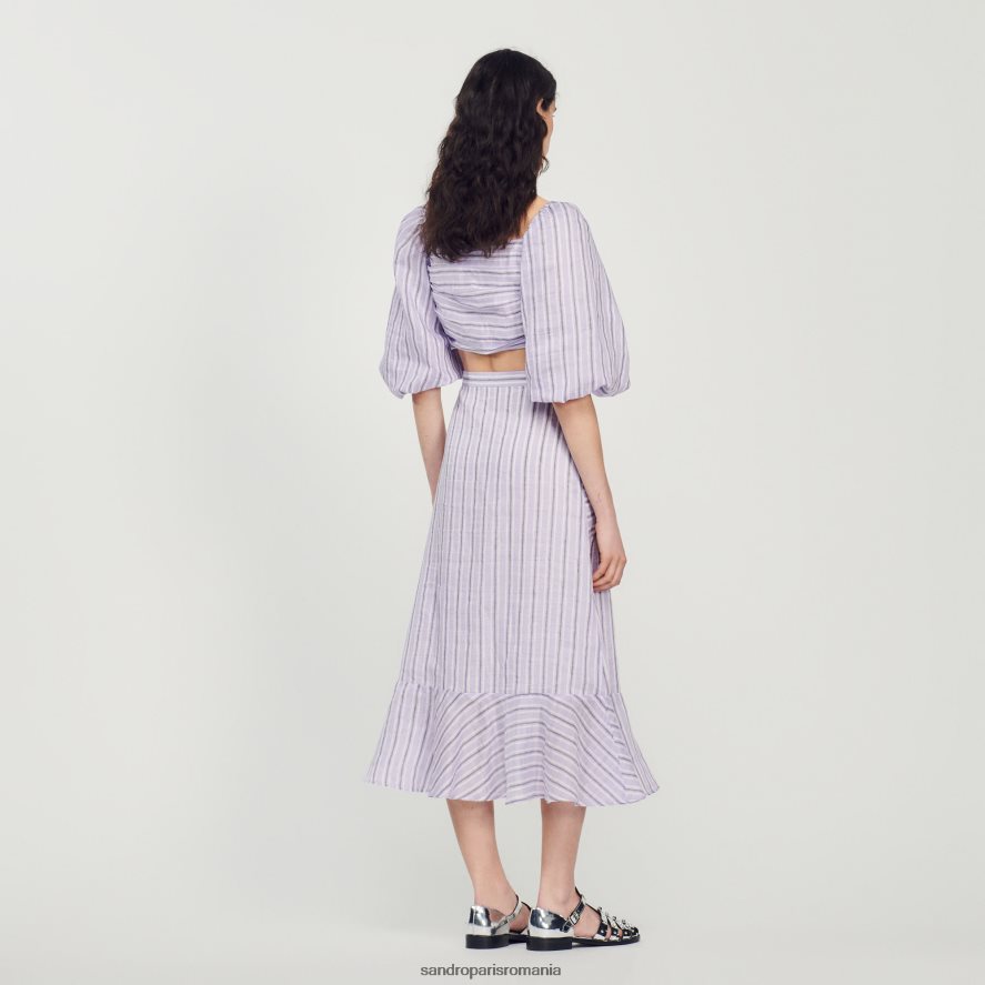 fustă în dungi femei liliac/negru Sandro Paris îmbrăcăminte X8Z4NH307
