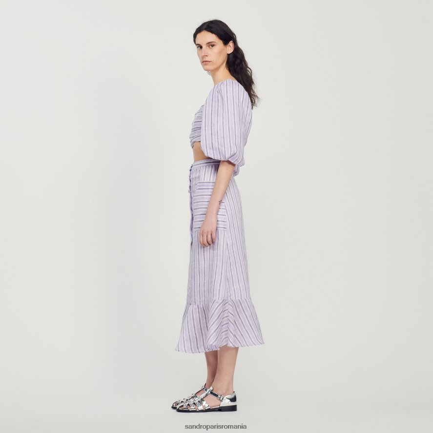 fustă în dungi femei liliac/negru Sandro Paris îmbrăcăminte X8Z4NH307