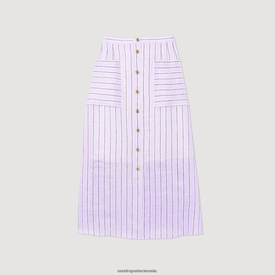 fustă în dungi femei liliac/negru Sandro Paris îmbrăcăminte X8Z4NH307