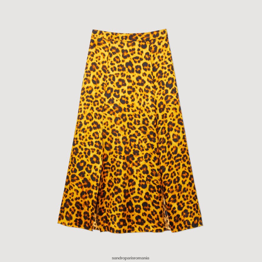 fusta leopard femei portocaliu/negru Sandro Paris îmbrăcăminte X8Z4NH257
