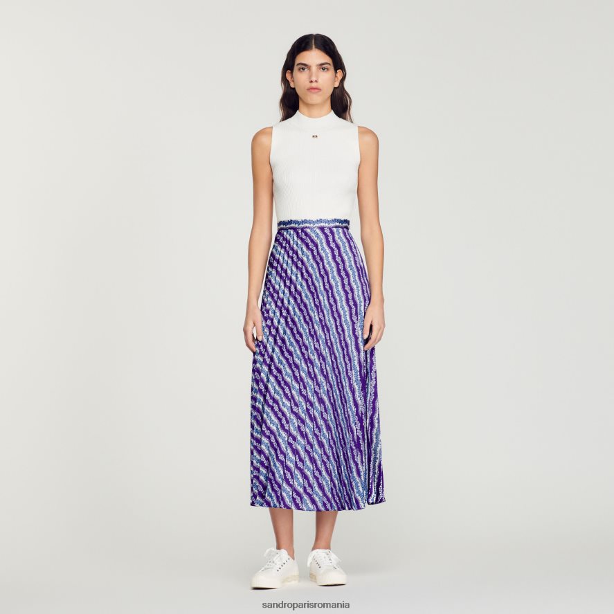 fusta lunga imprimata femei violet/albastru Sandro Paris îmbrăcăminte X8Z4NH391