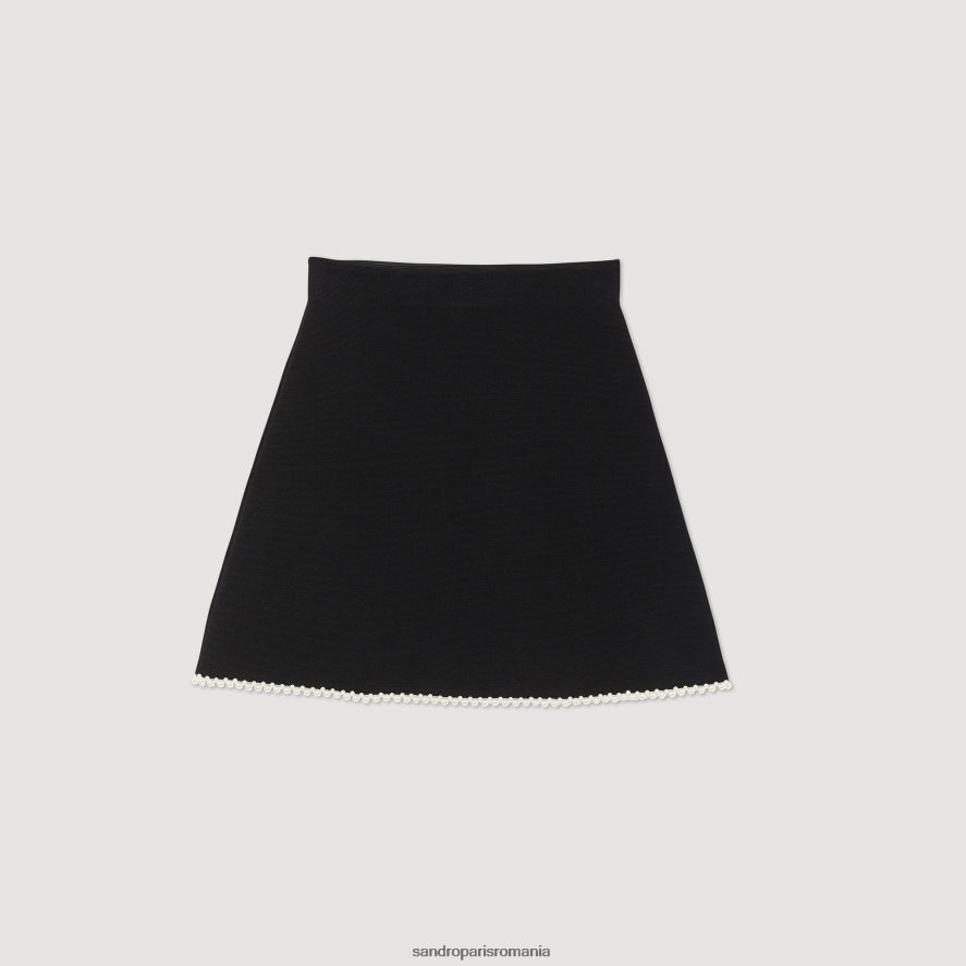 fusta scurta cu margele femei negru Sandro Paris îmbrăcăminte X8Z4NH266