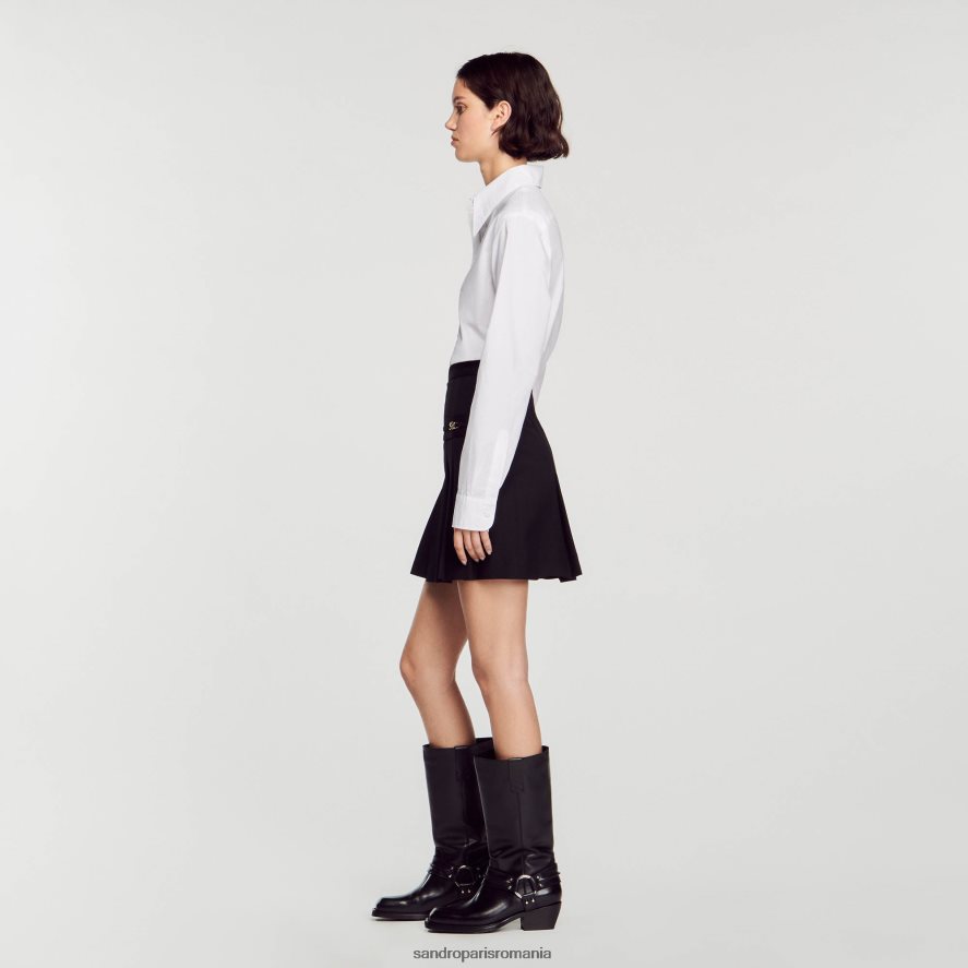 fusta scurta cu pliuri cusute femei negru Sandro Paris îmbrăcăminte X8Z4NH99