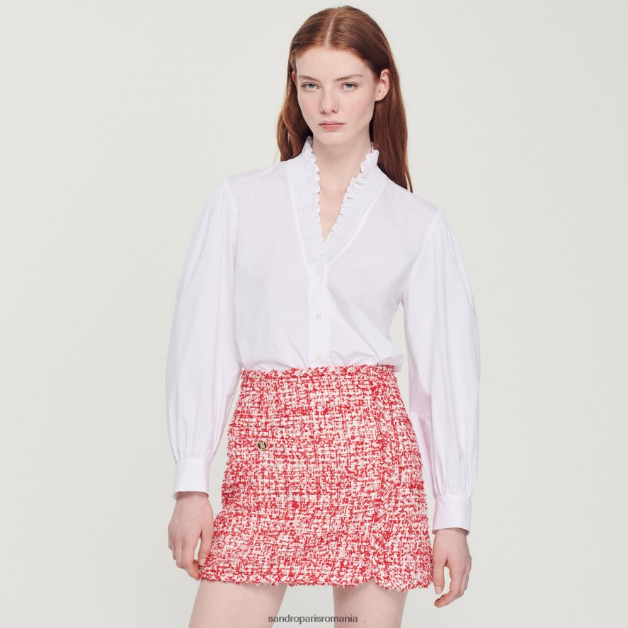 fusta scurta din tweed femei roșu Sandro Paris îmbrăcăminte X8Z4NH314