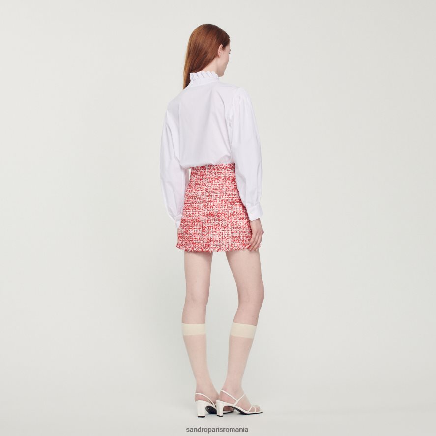 fusta scurta din tweed femei roșu Sandro Paris îmbrăcăminte X8Z4NH314