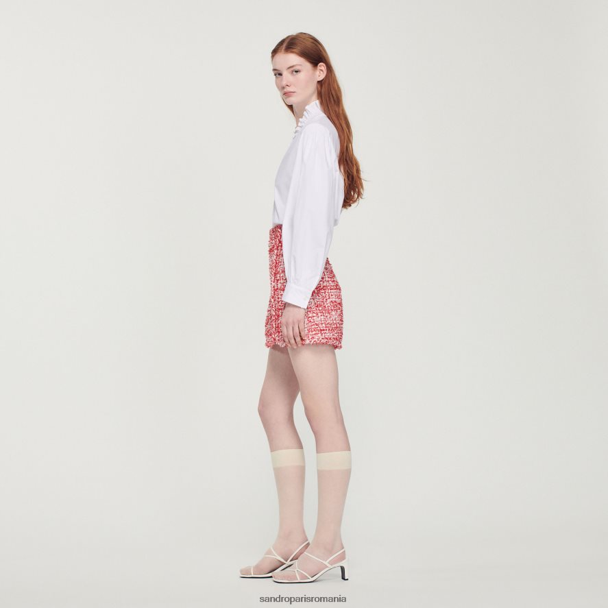 fusta scurta din tweed femei roșu Sandro Paris îmbrăcăminte X8Z4NH314