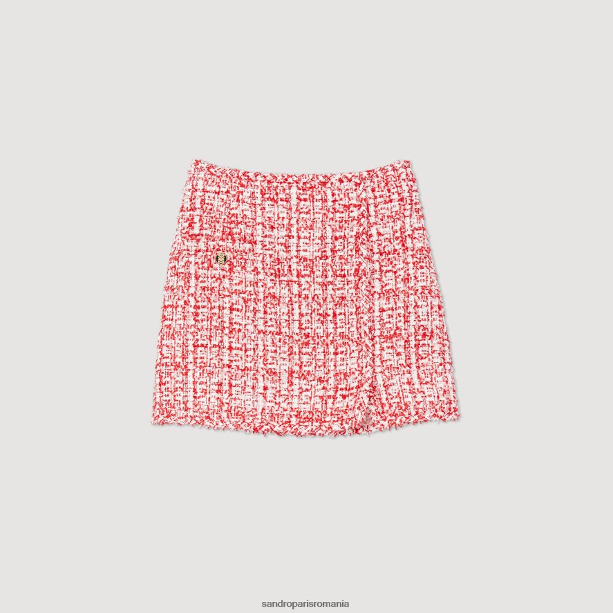 fusta scurta din tweed femei roșu Sandro Paris îmbrăcăminte X8Z4NH314
