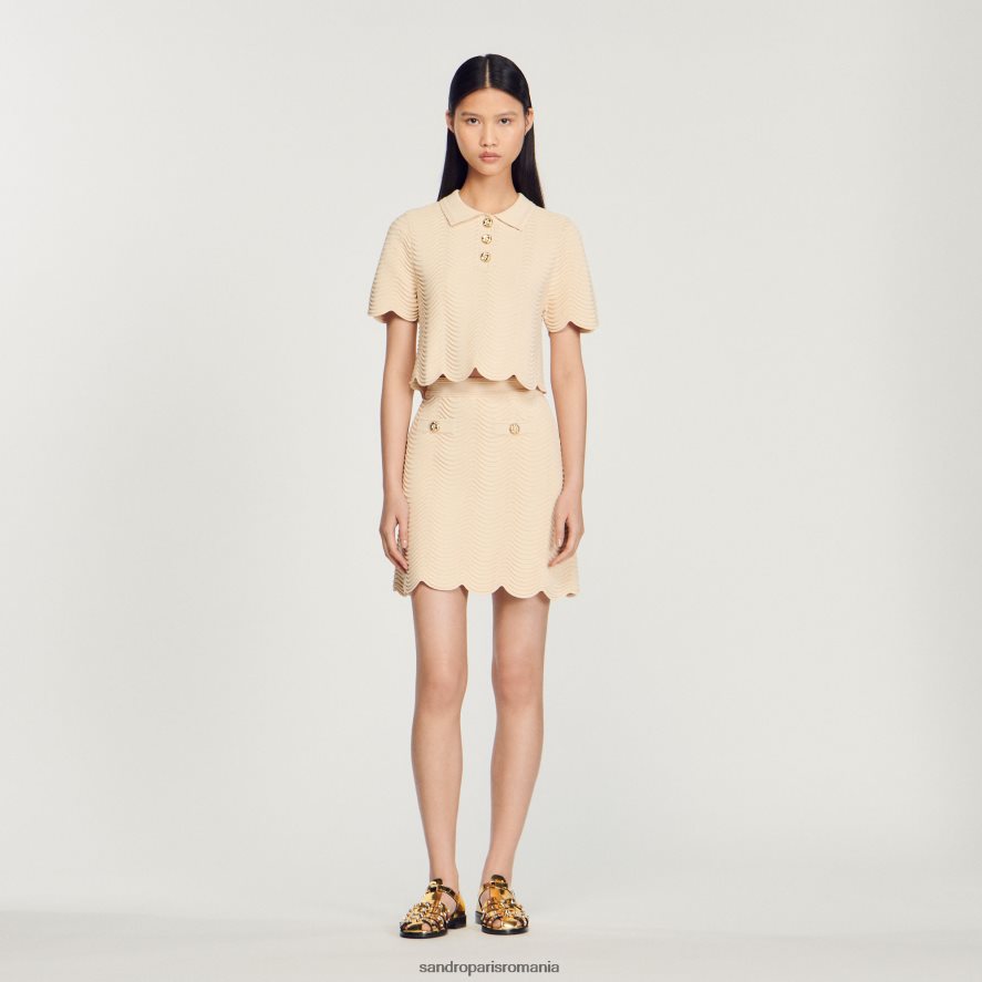 fusta scurta tricotata femei natural Sandro Paris îmbrăcăminte X8Z4NH241