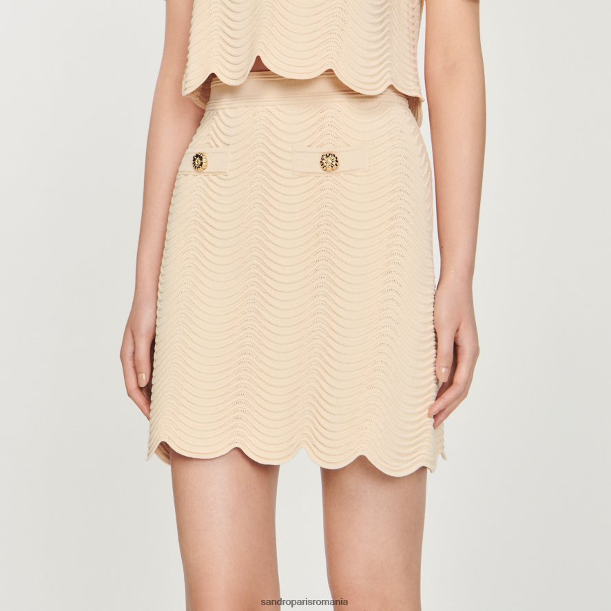 fusta scurta tricotata femei natural Sandro Paris îmbrăcăminte X8Z4NH241