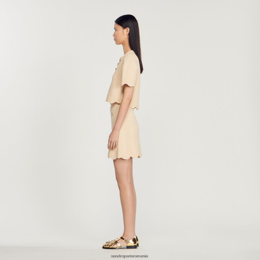 fusta scurta tricotata femei natural Sandro Paris îmbrăcăminte X8Z4NH241