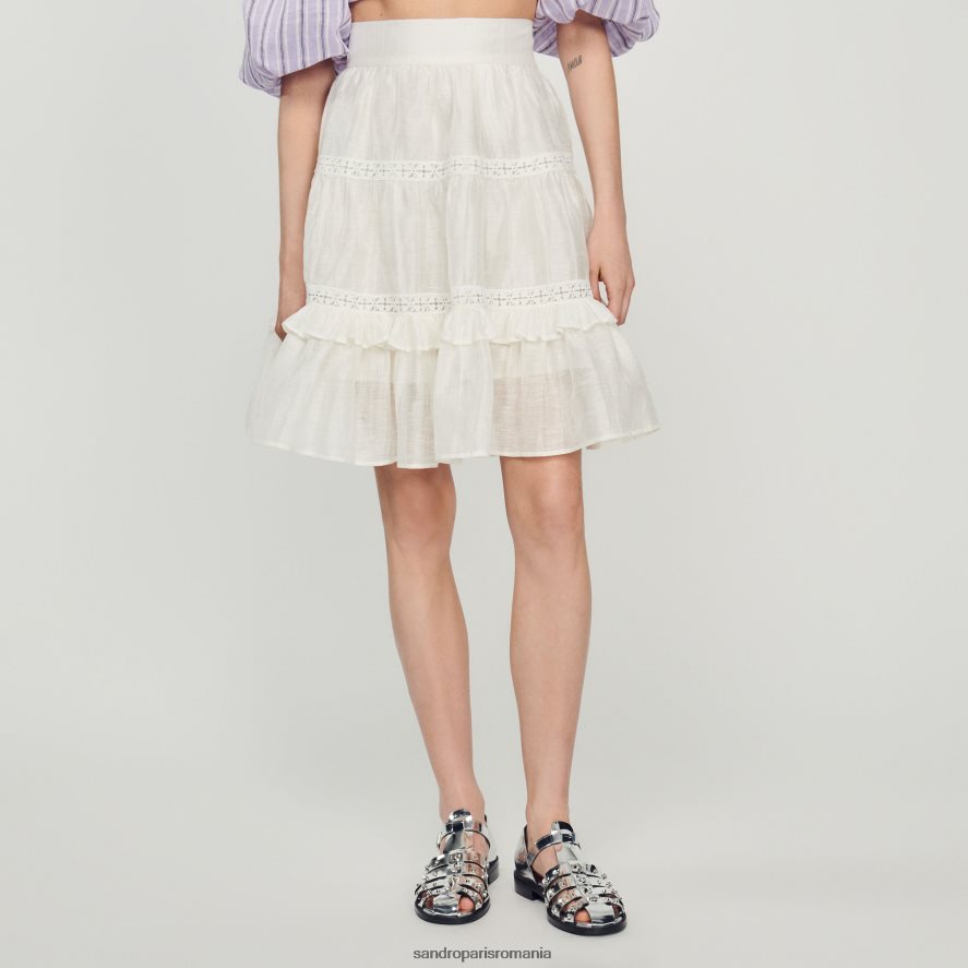 fusta skater scurta femei alb Sandro Paris îmbrăcăminte X8Z4NH385