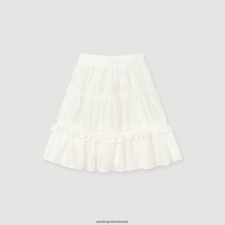 fusta skater scurta femei alb Sandro Paris îmbrăcăminte X8Z4NH385