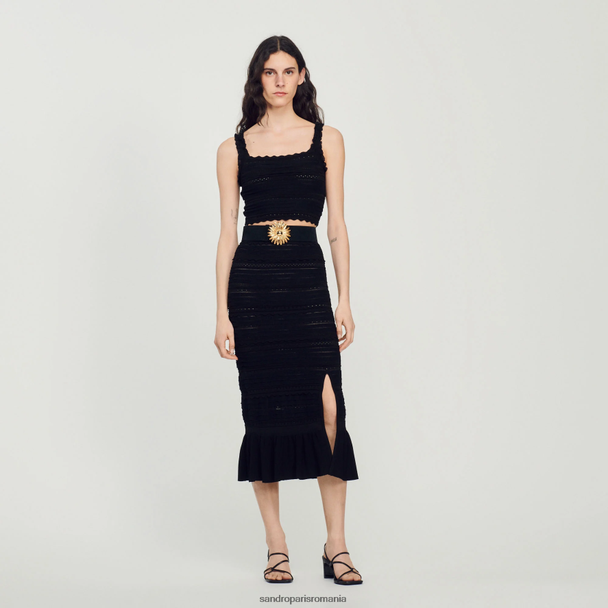 fusta tricotata femei negru Sandro Paris îmbrăcăminte X8Z4NH175