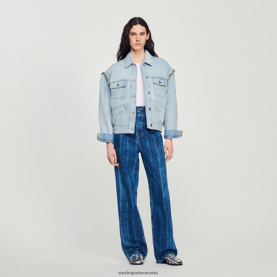 geacă de blugi cu strasuri femei light bu jean Sandro Paris îmbrăcăminte X8Z4NH137