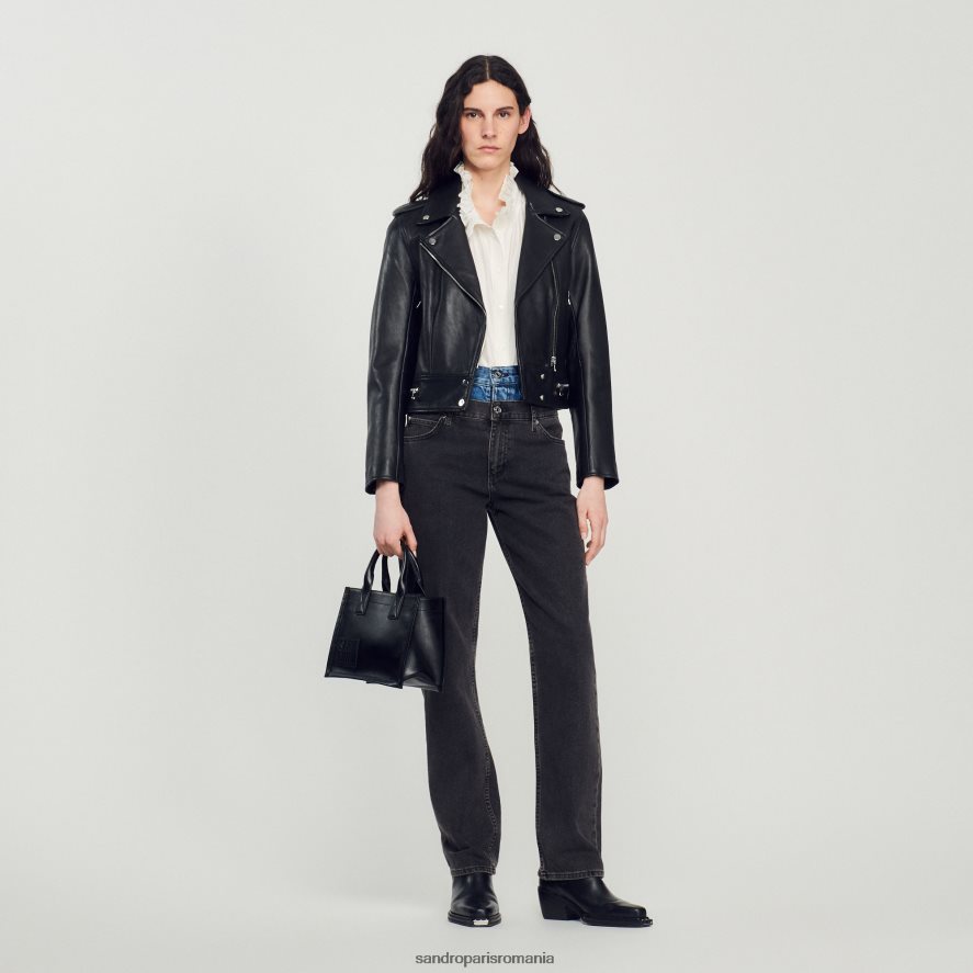 geaca de piele femei negru Sandro Paris îmbrăcăminte X8Z4NH104