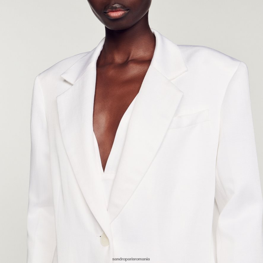 jachetă croită femei alb Sandro Paris îmbrăcăminte X8Z4NH140