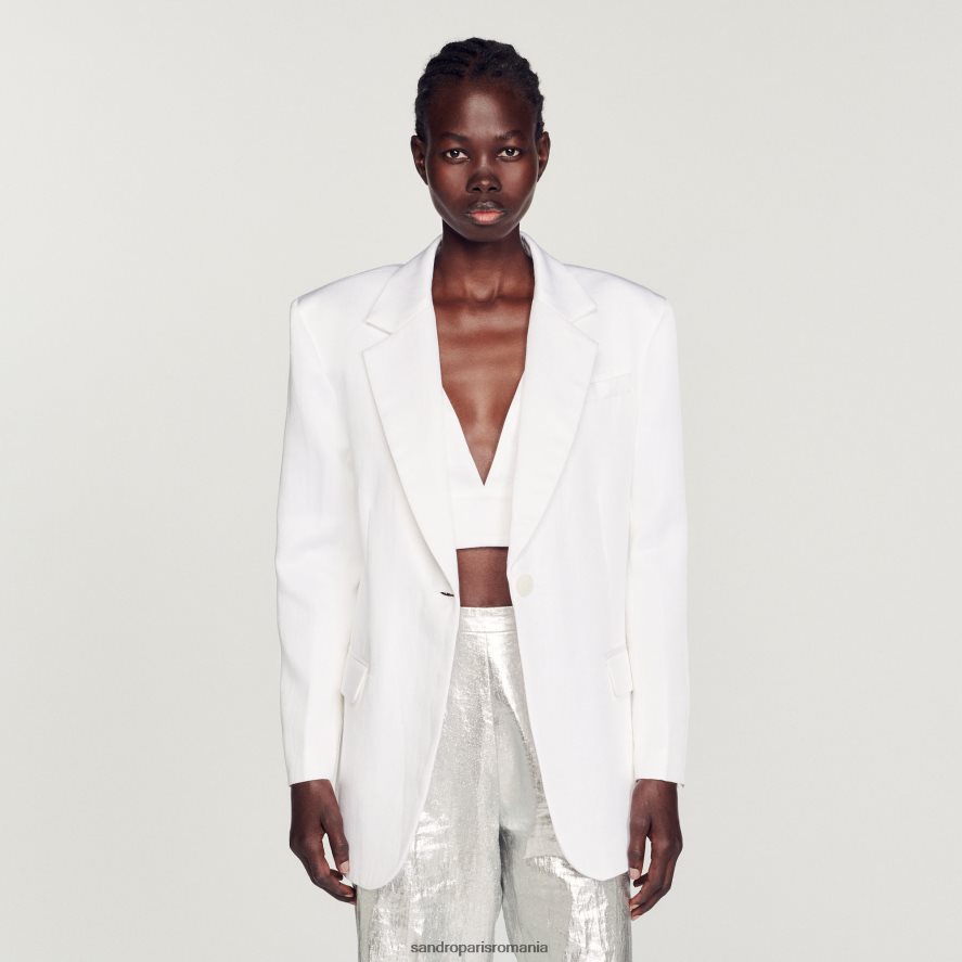 jachetă croită femei alb Sandro Paris îmbrăcăminte X8Z4NH140