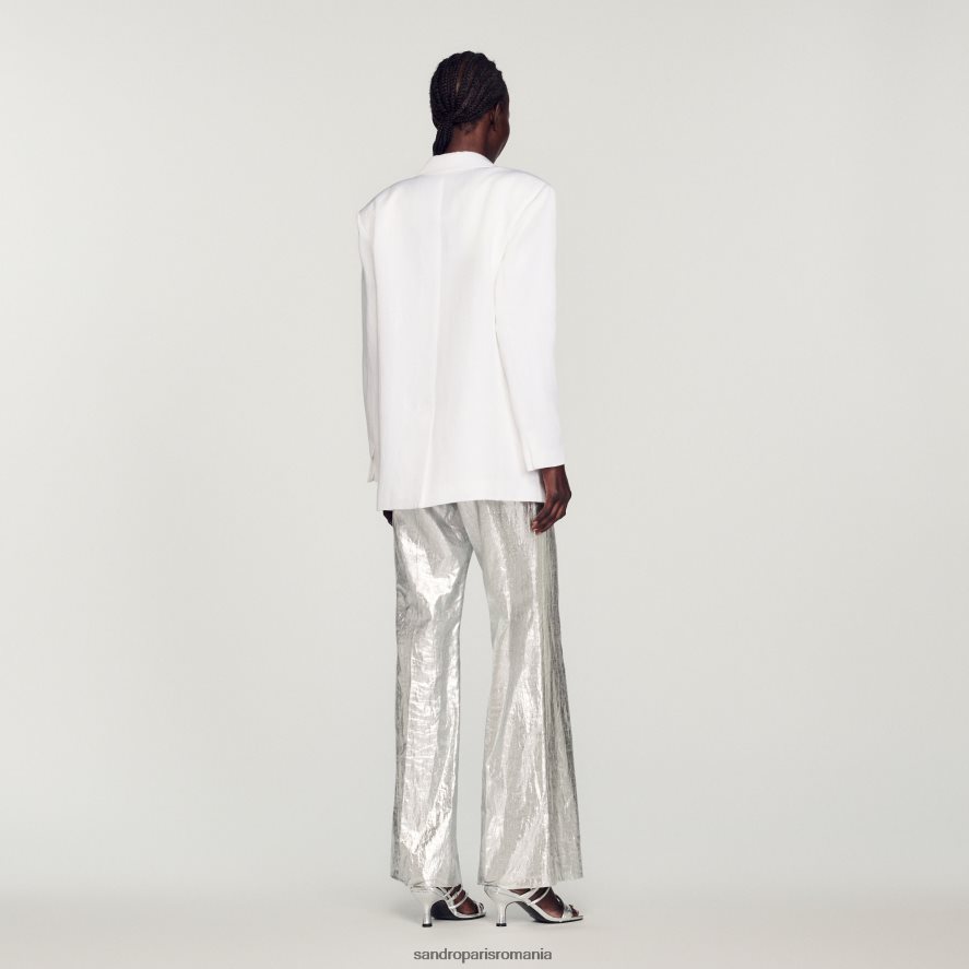 jachetă croită femei alb Sandro Paris îmbrăcăminte X8Z4NH140