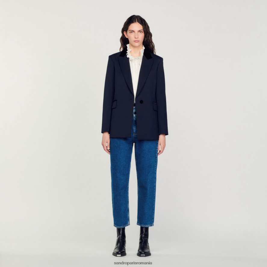 jachetă croită femei albastru profund Sandro Paris îmbrăcăminte X8Z4NH439