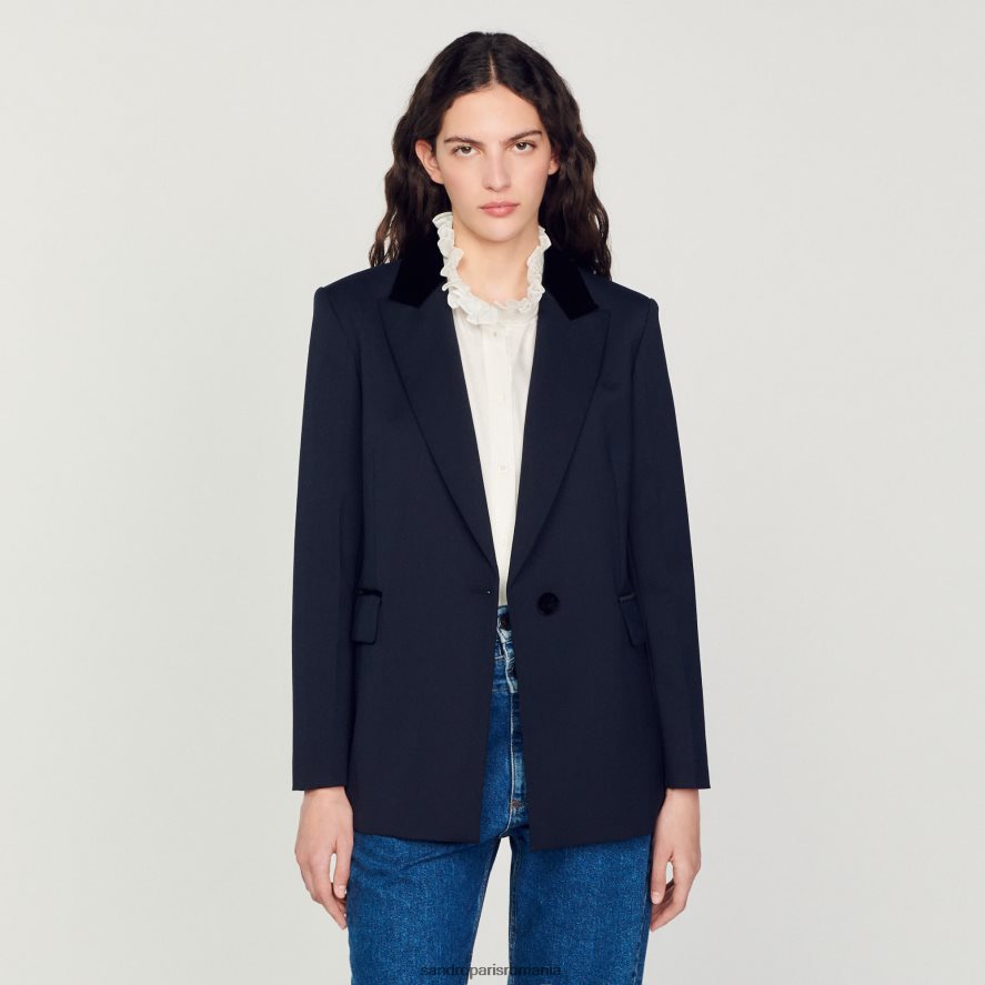 jachetă croită femei albastru profund Sandro Paris îmbrăcăminte X8Z4NH439