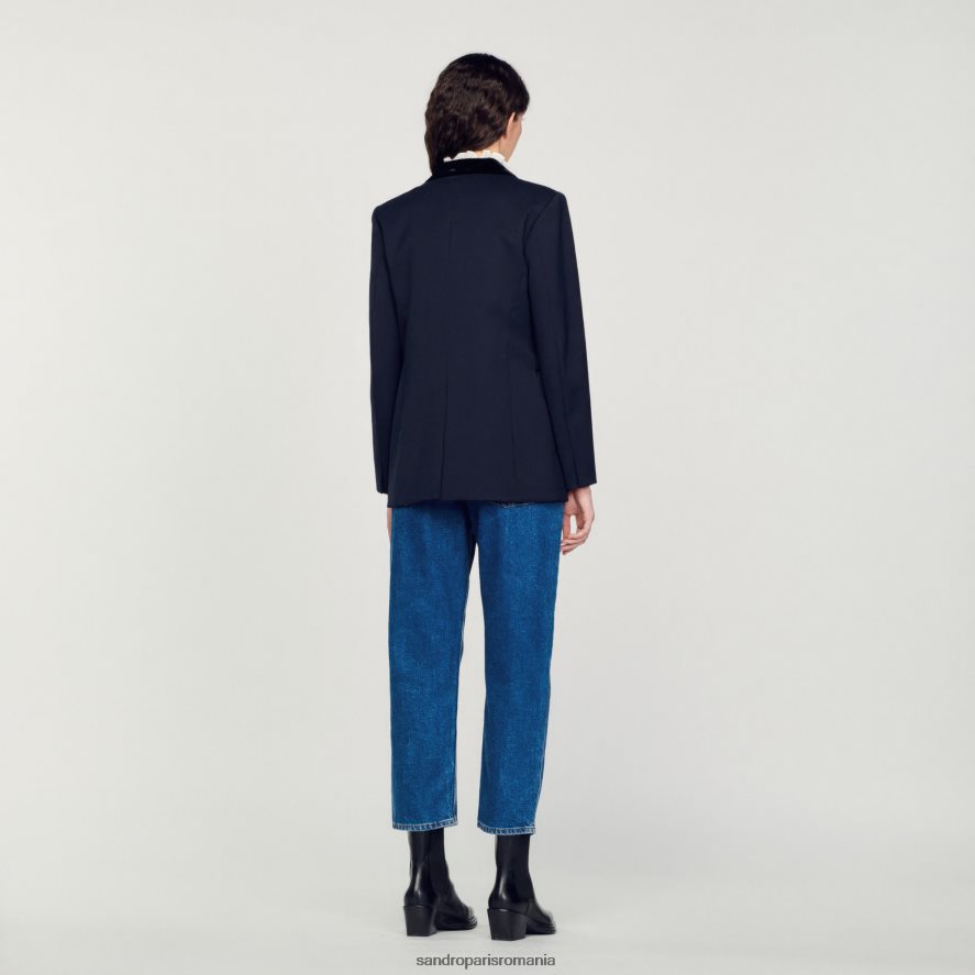 jachetă croită femei albastru profund Sandro Paris îmbrăcăminte X8Z4NH439