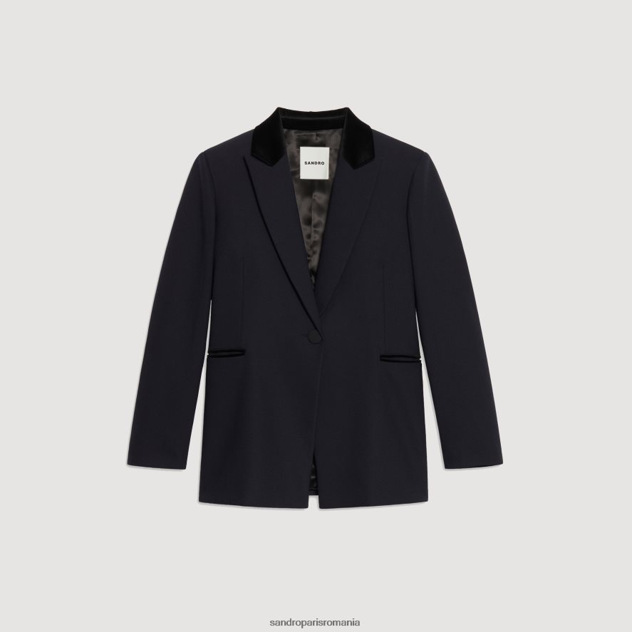 jachetă croită femei albastru profund Sandro Paris îmbrăcăminte X8Z4NH439
