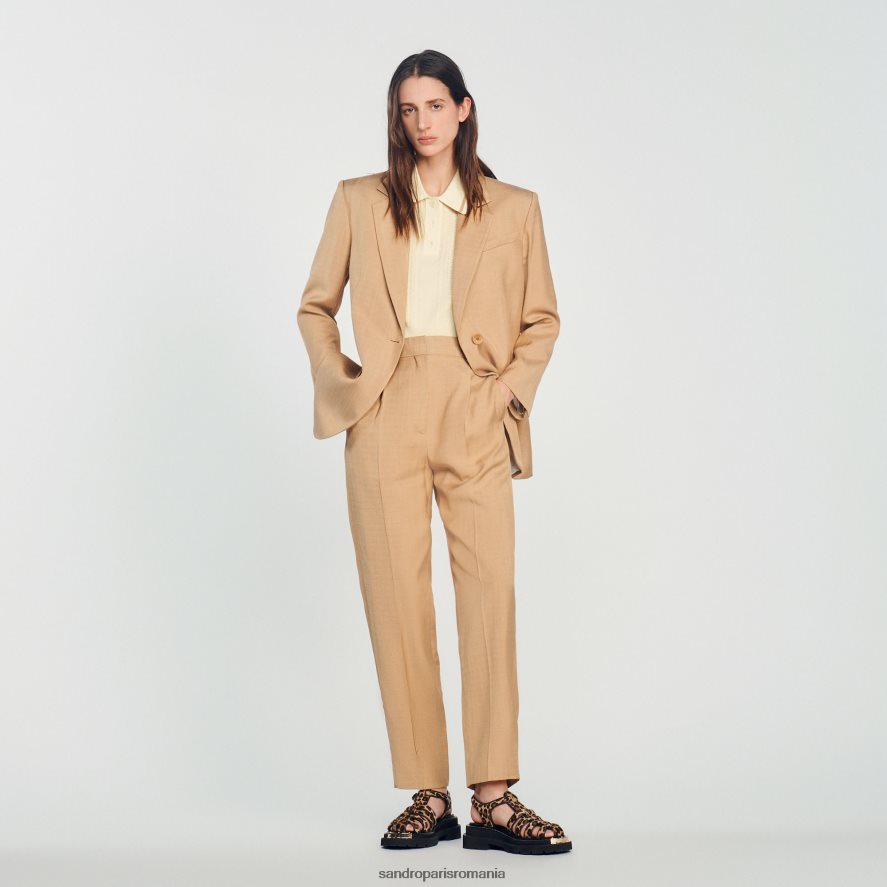 jachetă croită femei bej Sandro Paris îmbrăcăminte X8Z4NH375