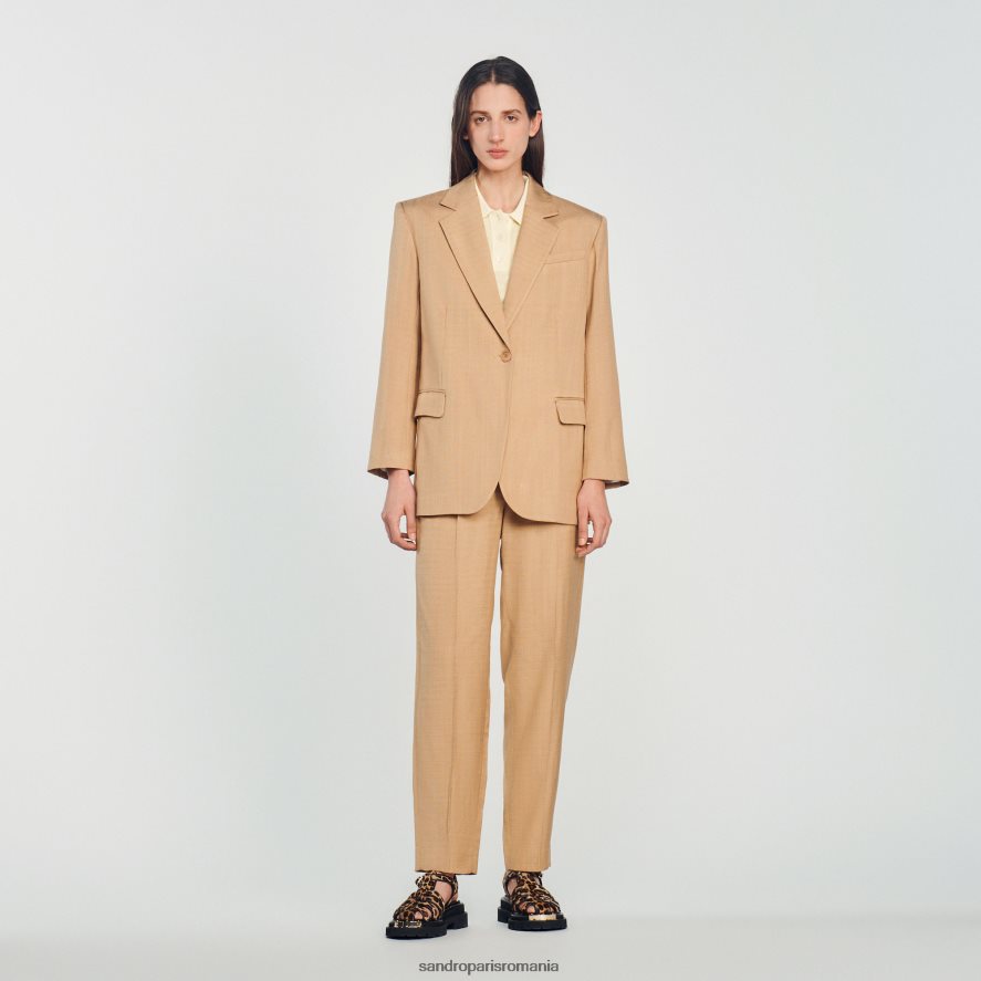 jachetă croită femei bej Sandro Paris îmbrăcăminte X8Z4NH375