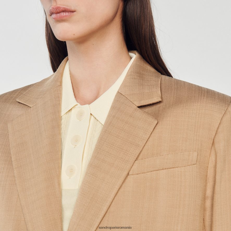jachetă croită femei bej Sandro Paris îmbrăcăminte X8Z4NH375