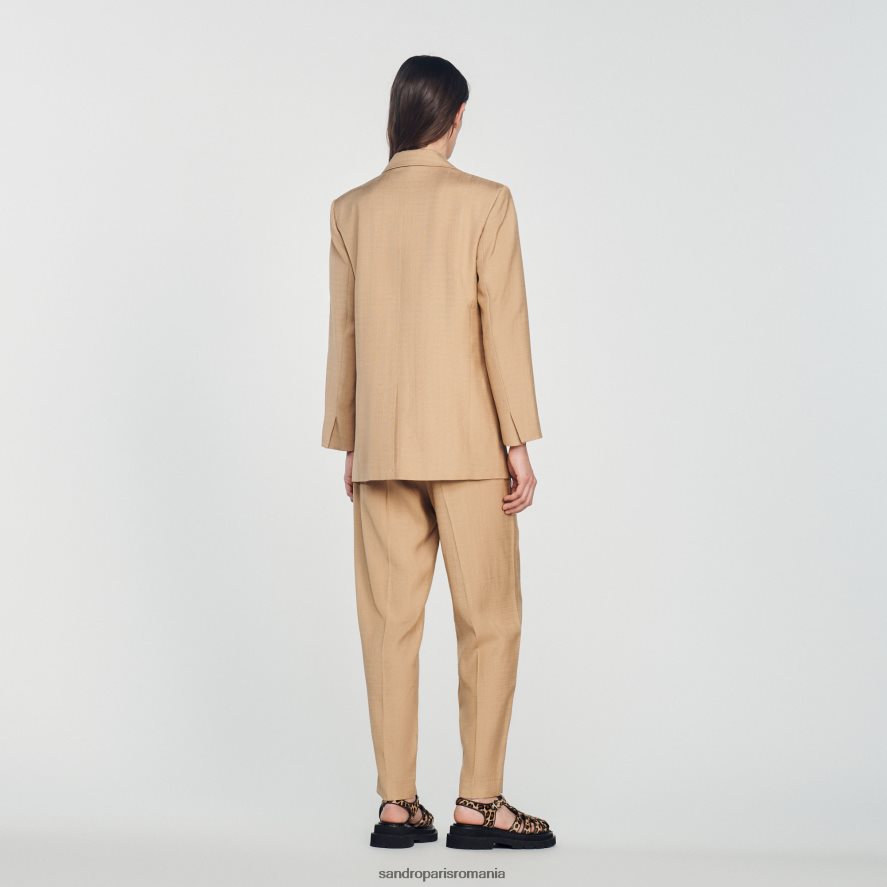 jachetă croită femei bej Sandro Paris îmbrăcăminte X8Z4NH375