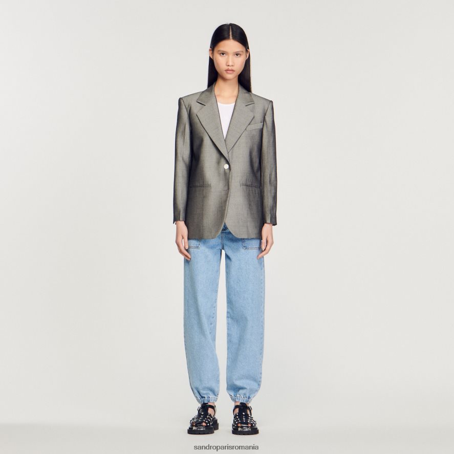 jachetă croită femei gri Sandro Paris îmbrăcăminte X8Z4NH275