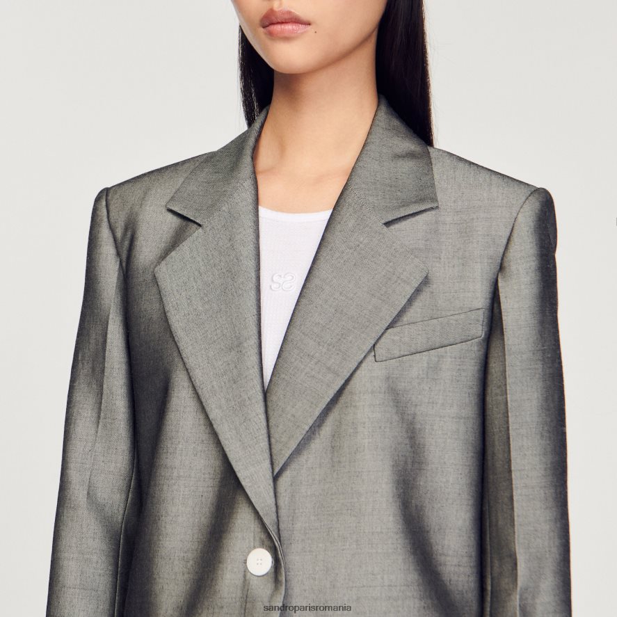 jachetă croită femei gri Sandro Paris îmbrăcăminte X8Z4NH275